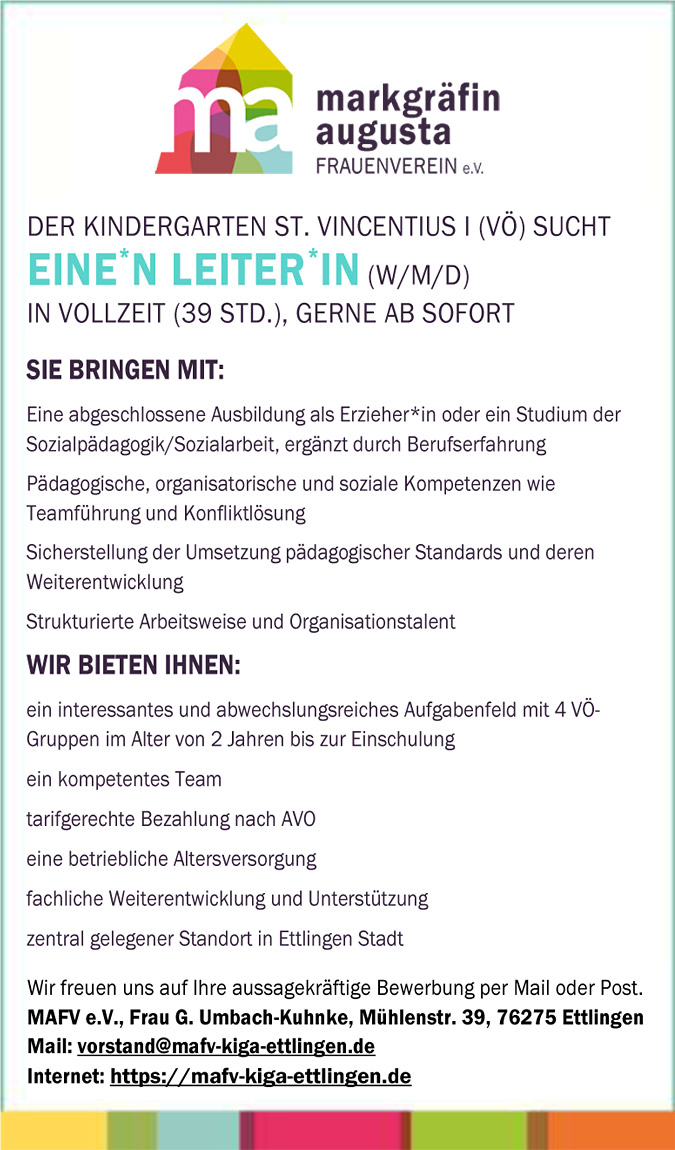 Stellenangebot Leiter*in